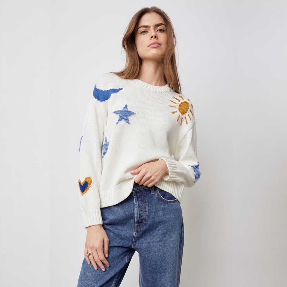 Rails Zoey Intarsia Galaxy Sweater in Ivory Gold Galaxy | Medium